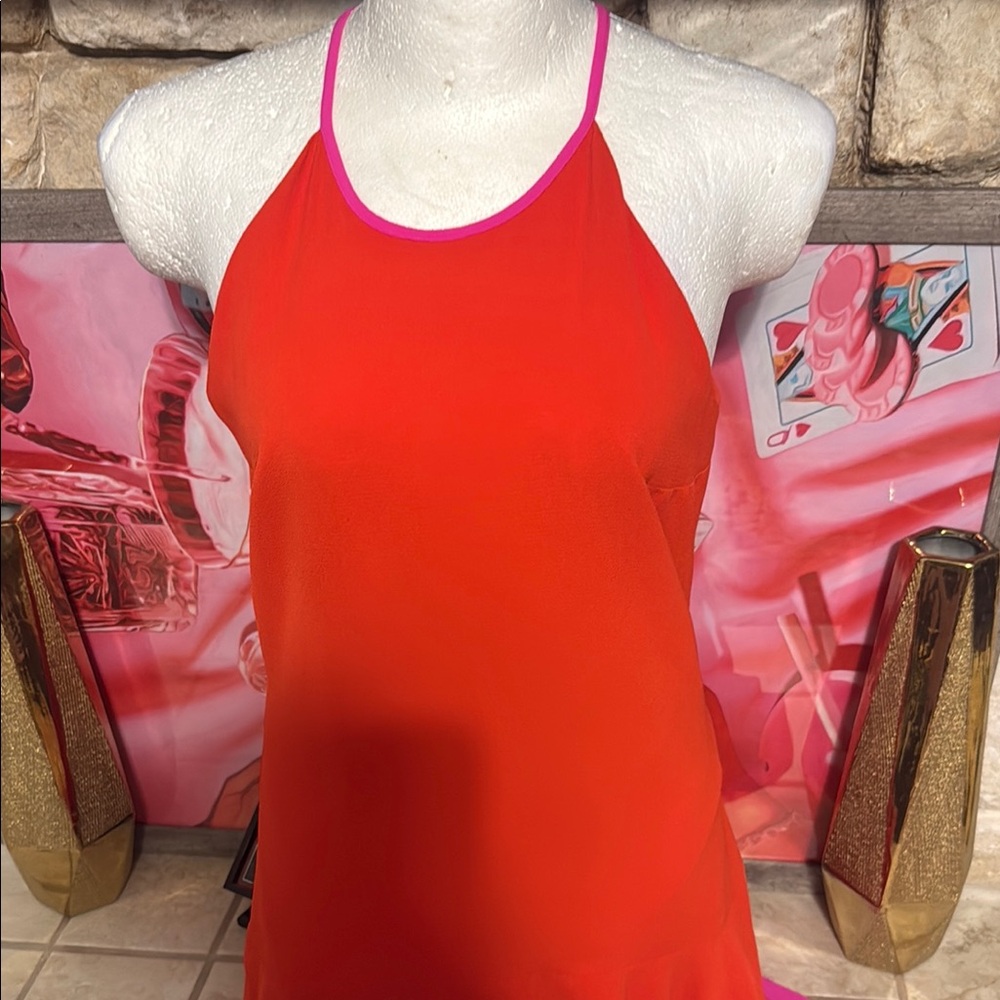 Vince Camuto Red Dress with Pink Hem